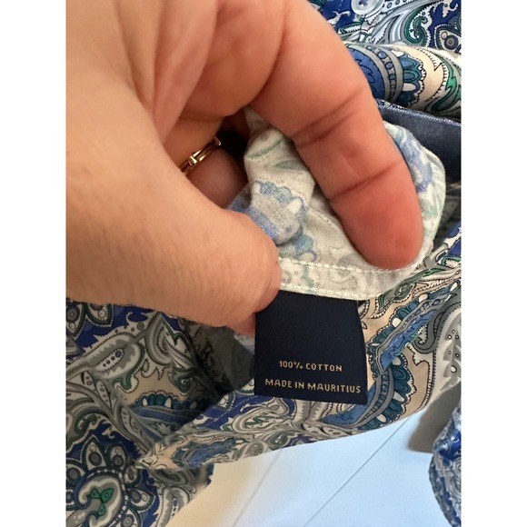 CREMIEUX Premium Denim Long Sleeve Button Down Shirt Men's Medium Paisley Print - Picture 5 of 9